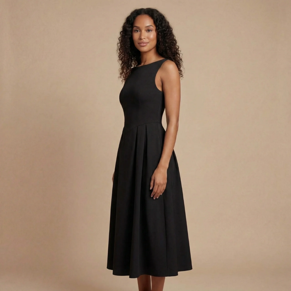 Women's Wedding Guest Sleeveless Boat Neck Midi Dress - product image 6