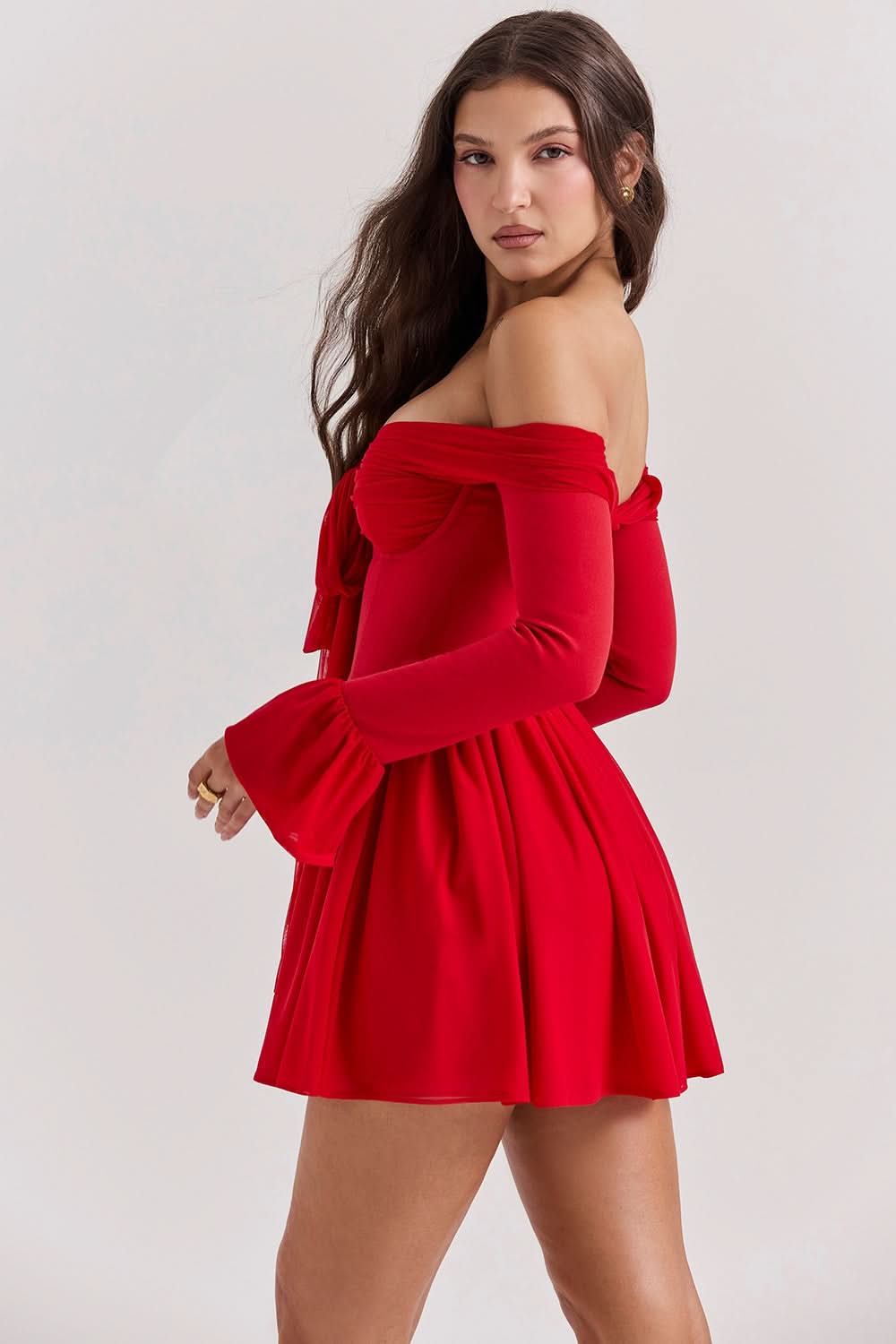 Women's Cocktail Off Shoulder Long Sleeve Mini Dress - product image 5