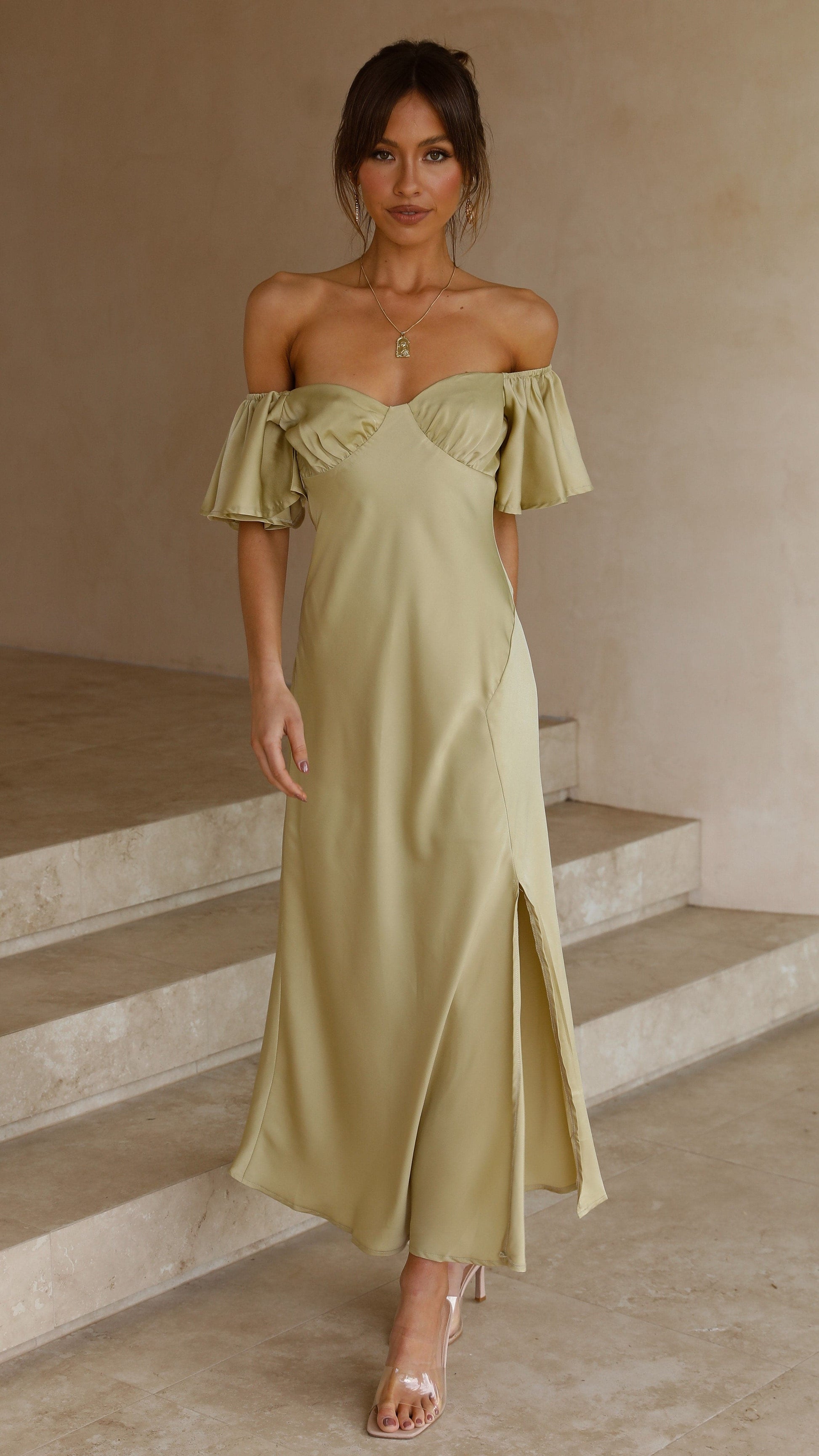 Louisa Midi Dress - Olive - Billy J