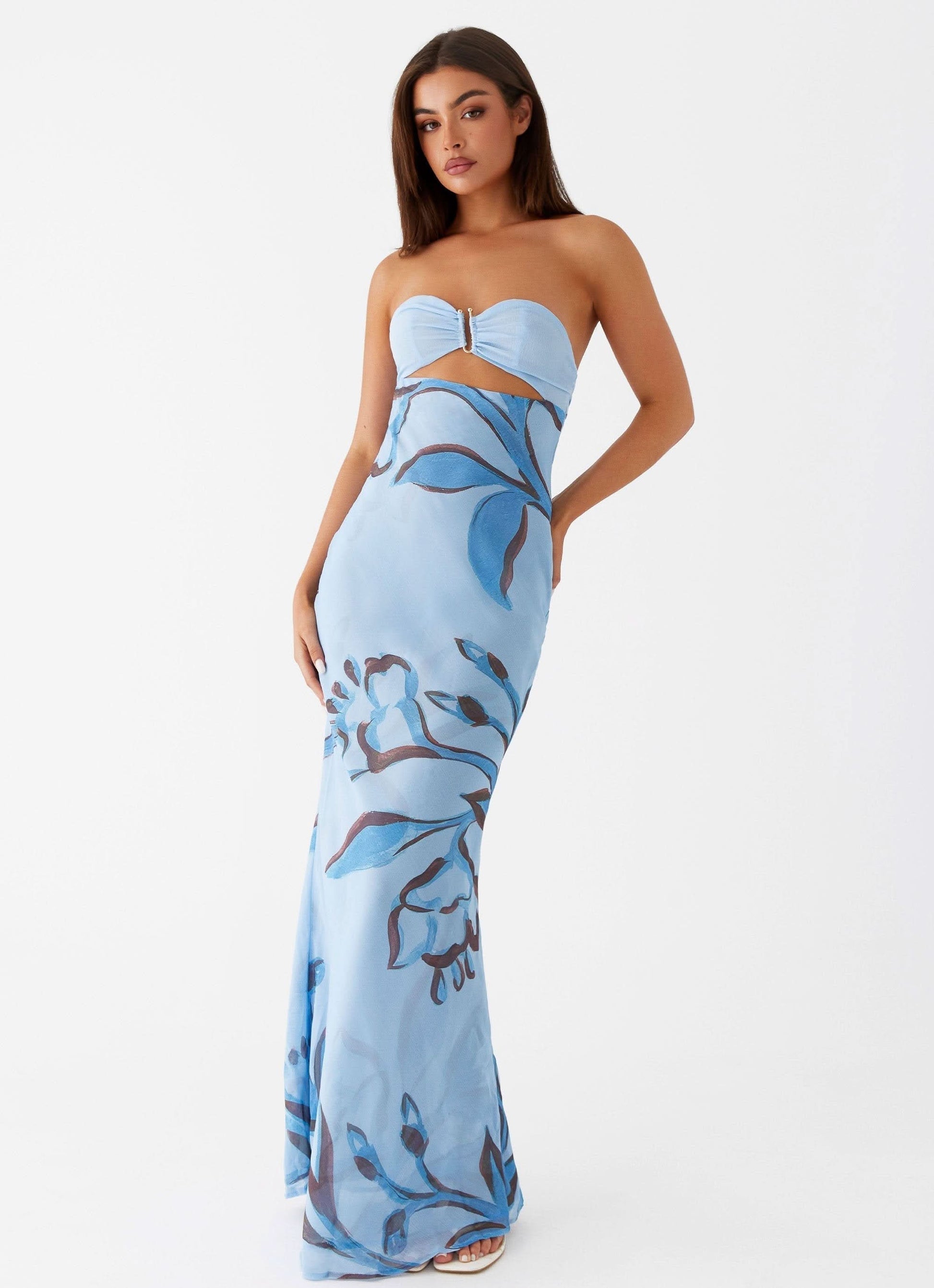 Women's Wedding Guest Floral Strapless Maxi Dress - product image 2