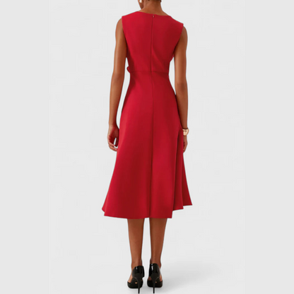 Women's Wedding Guest Draped Asymmetric Midi Dress