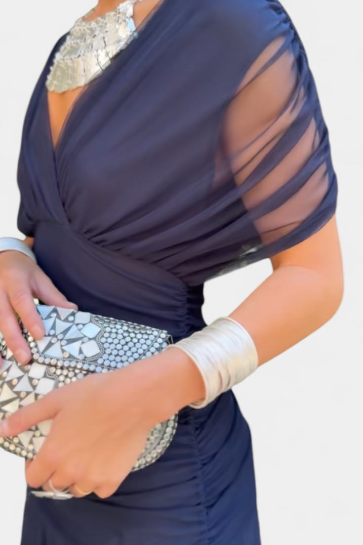 Women's Wedding Guest Off Shoulder Ruched Maxi Dress