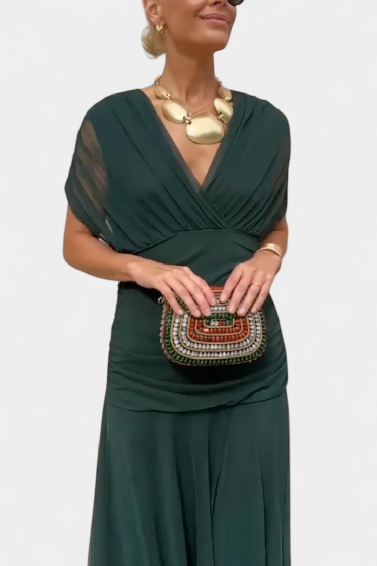 Women's Wedding Guest Off Shoulder Ruched Maxi Dress