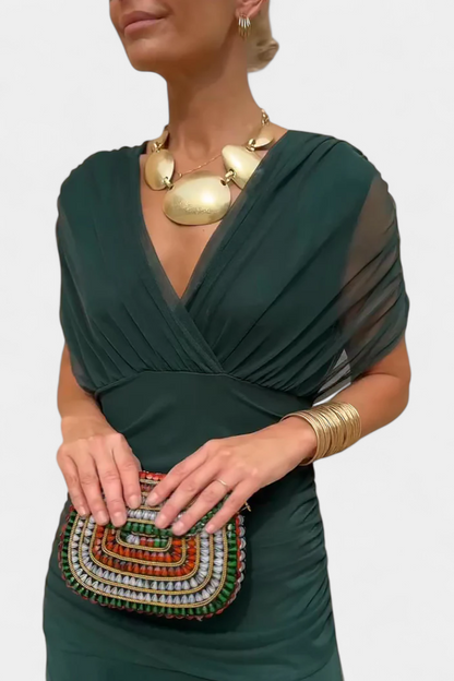 Women's Wedding Guest Off Shoulder Ruched Maxi Dress