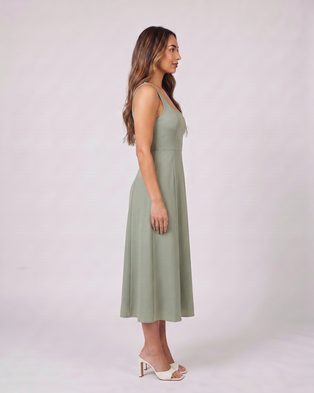 Women Wedding Guest Square Neck Midi Dress – Kylies Studio