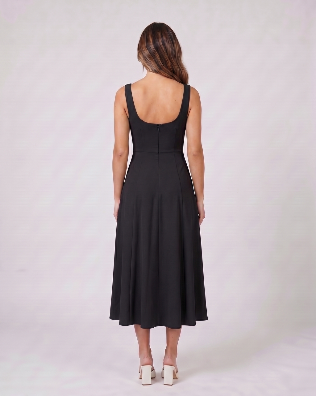 Women Wedding Guest Square Neck Midi Dress