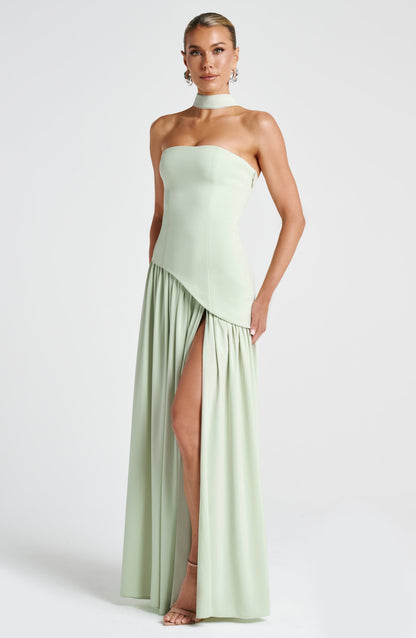 Women Strapless Asymmetric Waist Maxi Dress
