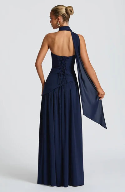 Women Strapless Asymmetric Waist Maxi Dress