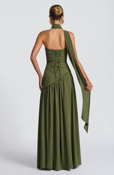 Women Strapless Asymmetric Waist Maxi Dress