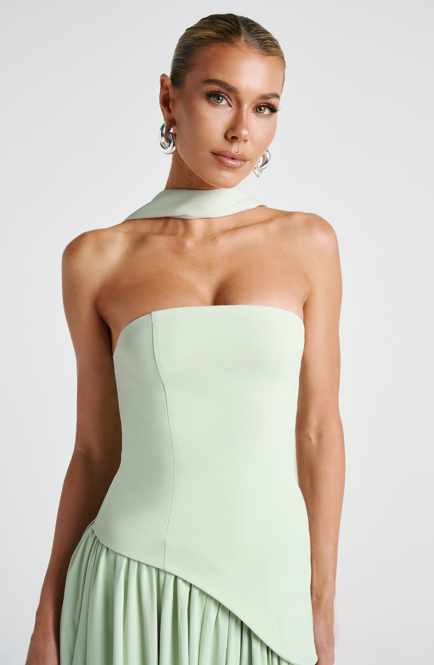 Women Strapless Asymmetric Waist Maxi Dress
