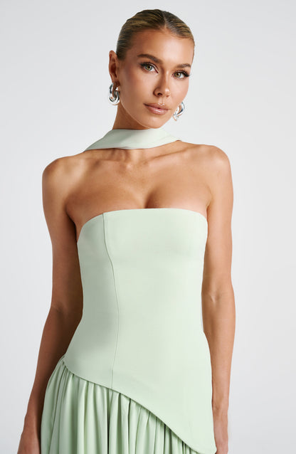 Women Strapless Asymmetric Waist Maxi Dress