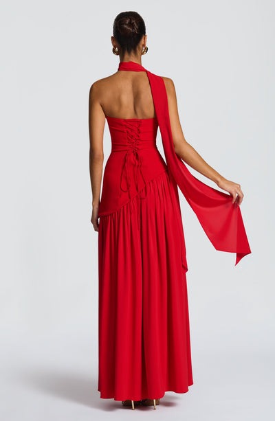 Women Strapless Asymmetric Waist Maxi Dress