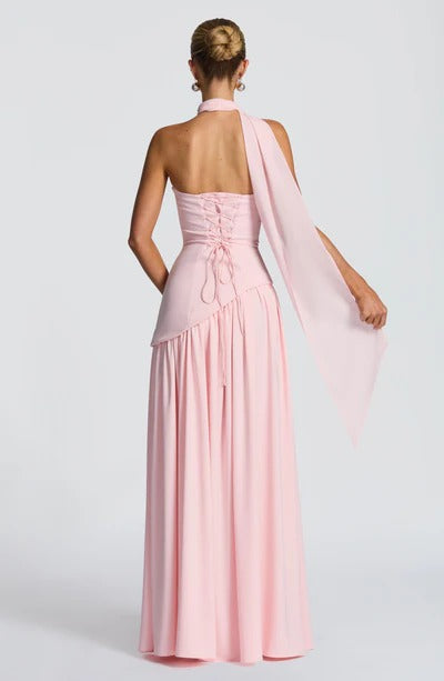 Women Strapless Asymmetric Waist Maxi Dress